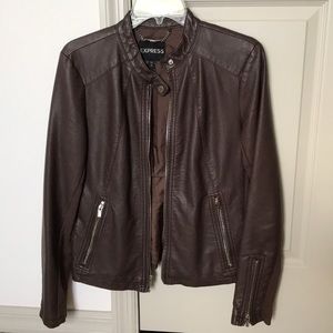Express Chocolate Brown Faux Leather Jacket